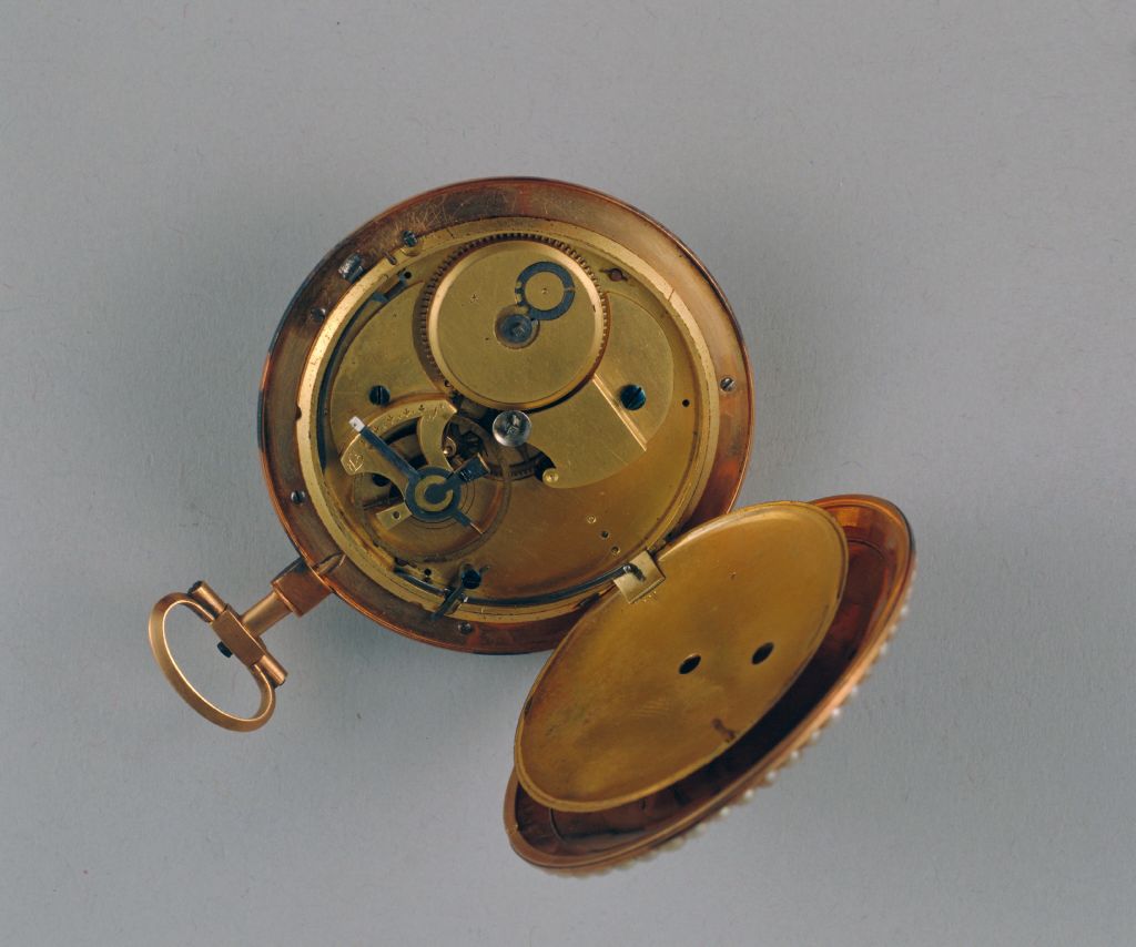 图片[2]-Copper gilded enamel pocket watch with beaded edge painting-China Archive